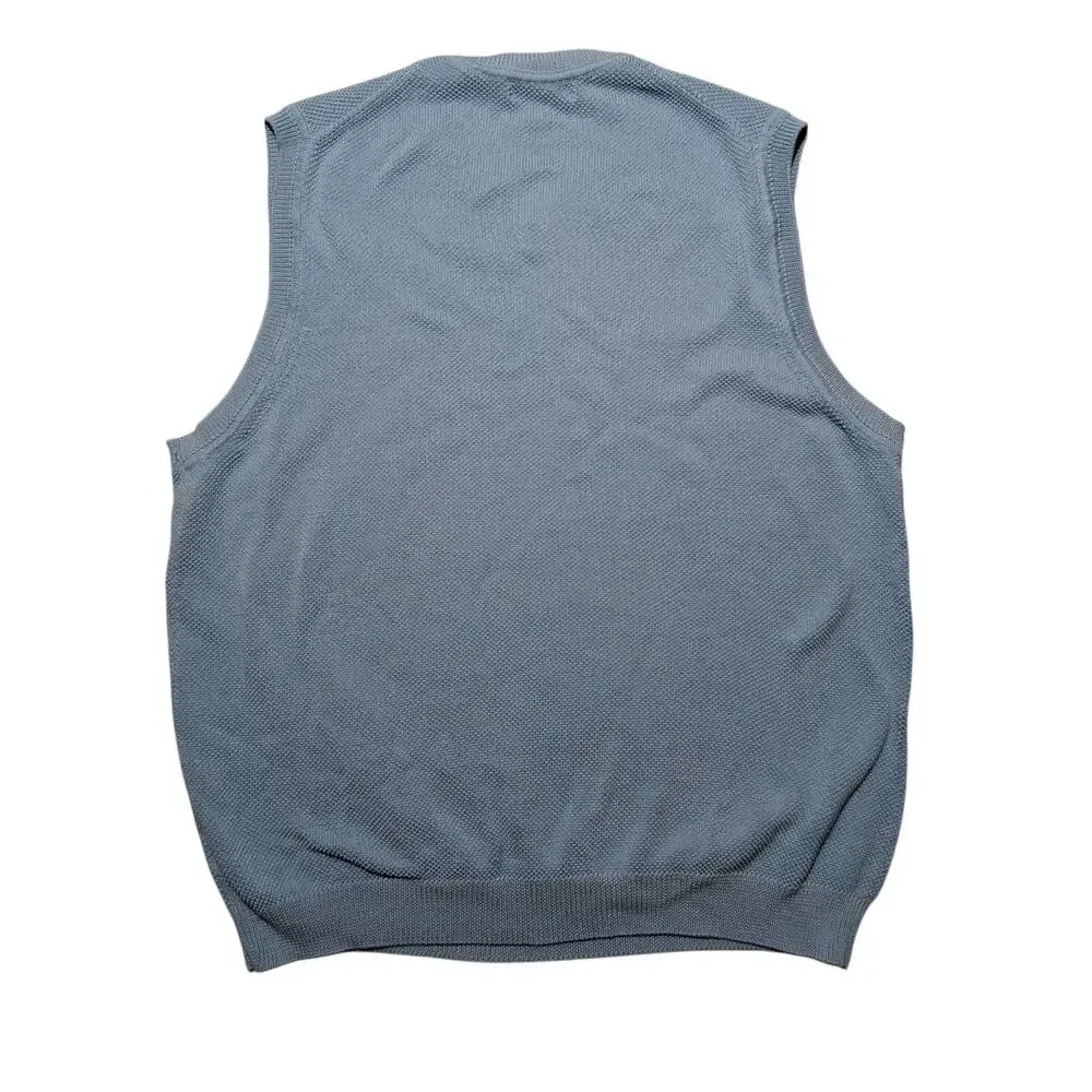 Turnbury 1980s‎ Sky Blue Cotton Knit Sweater Vest XL | Made in Hong Kong Vintage
